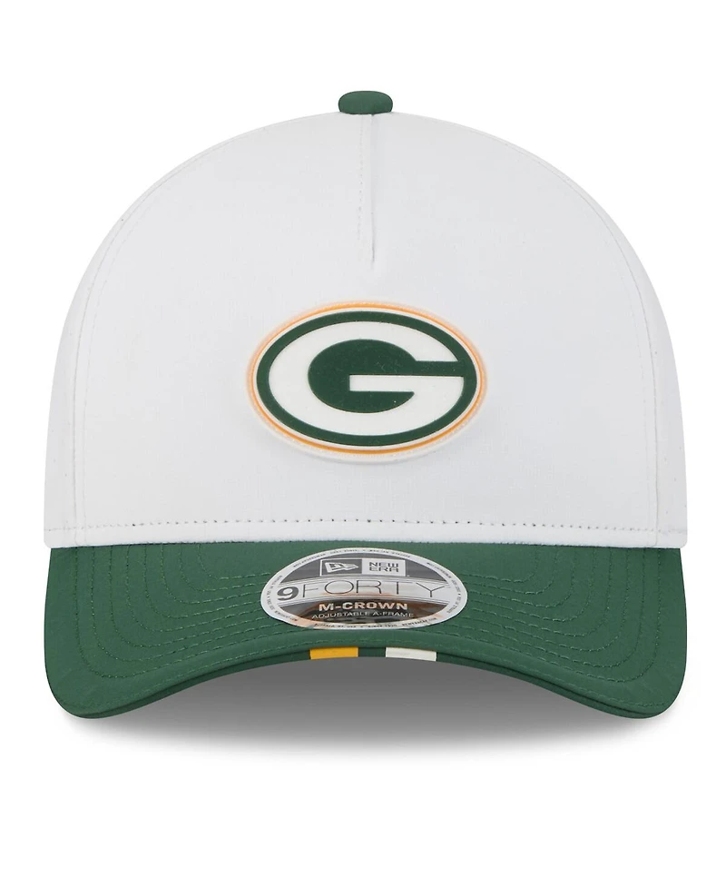 New Era Men's White/Green Bay Packers 2025 Nfl Training Camp A-Frame 9FORTY Adjustable Hat