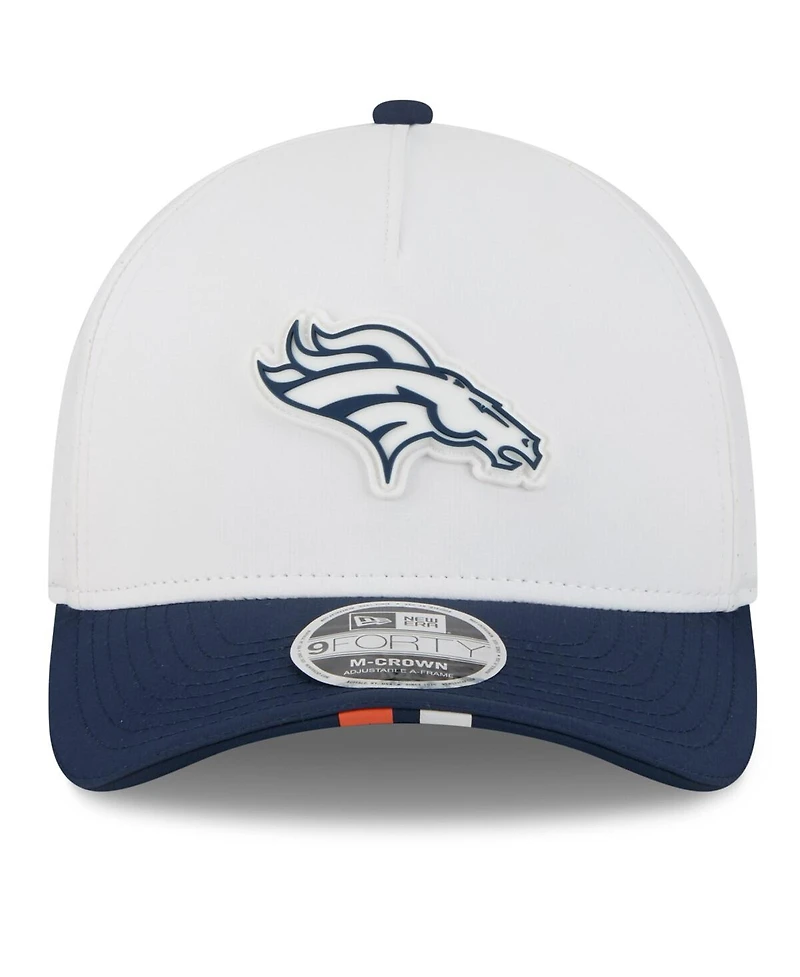 New Era Men's White/Navy Denver Broncos 2025 Nfl Training Camp A-Frame 9FORTY Adjustable Hat
