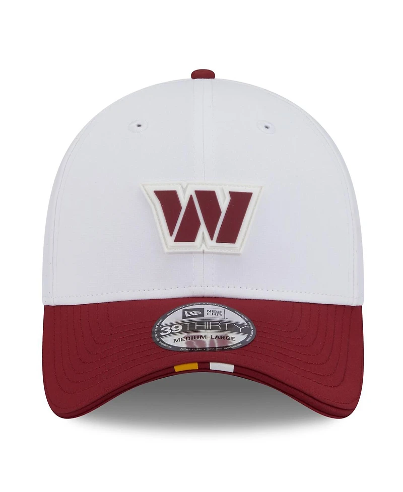New Era Men's White/Burgundy Washington Commanders 2025 Nfl Training Camp 39THIRTY Flex Hat