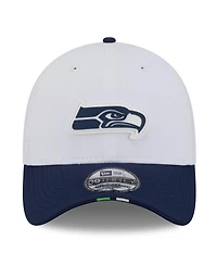 New Era Men's White/College Navy Seattle Seahawks 2025 Nfl Training Camp 39THIRTY Flex Hat