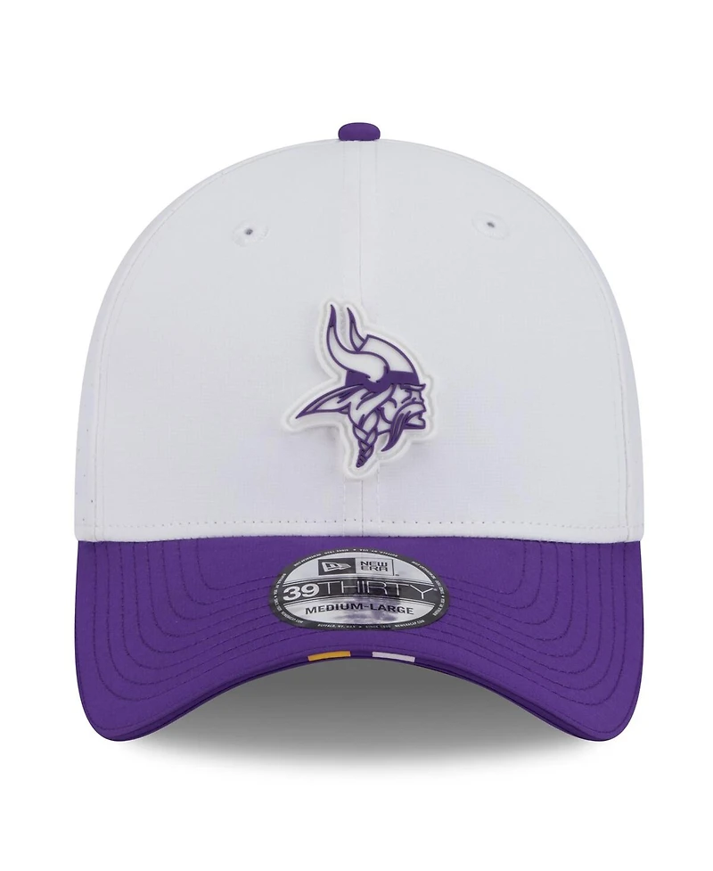 New Era Men's White/Purple Minnesota Vikings 2025 Nfl Training Camp 39THIRTY Flex Hat