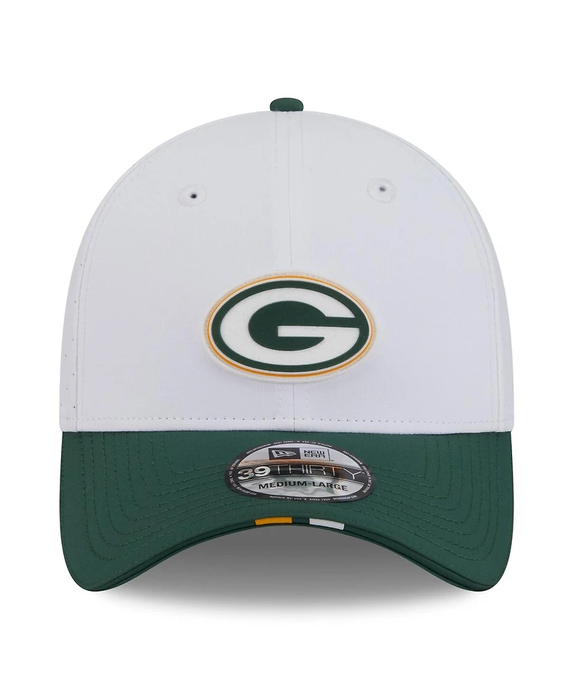 New Era Men's White/Green Bay Packers 2025 Nfl Training Camp 39THIRTY Flex Hat