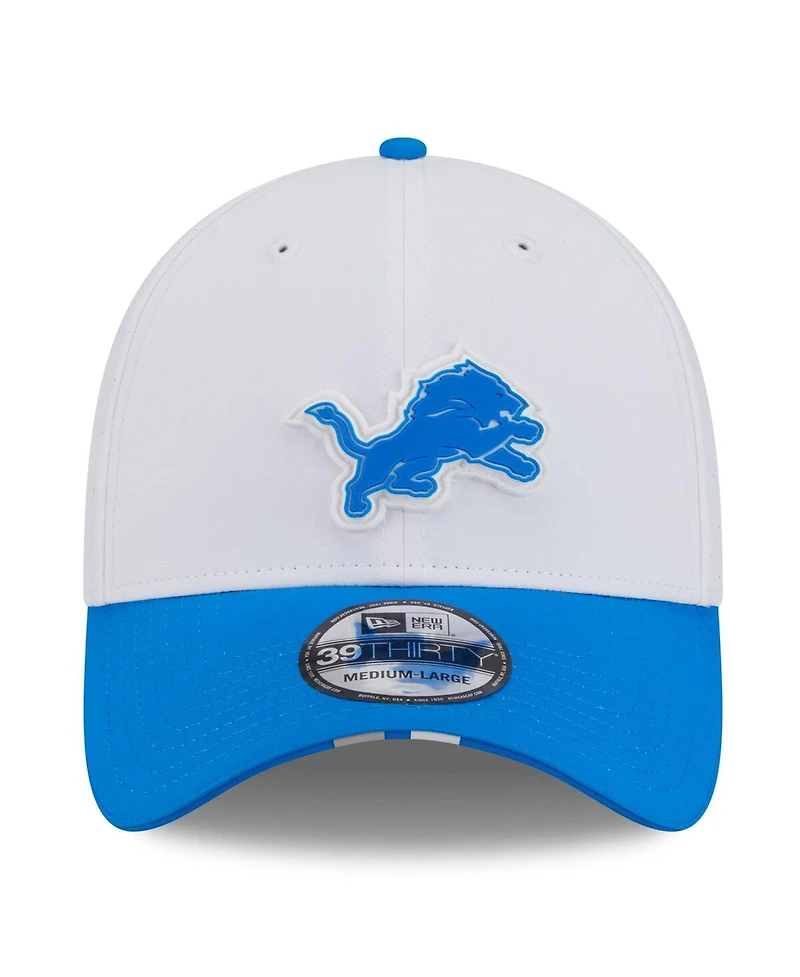 New Era Men's White/Blue Detroit Lions 2025 Nfl Training Camp 39THIRTY Flex Hat