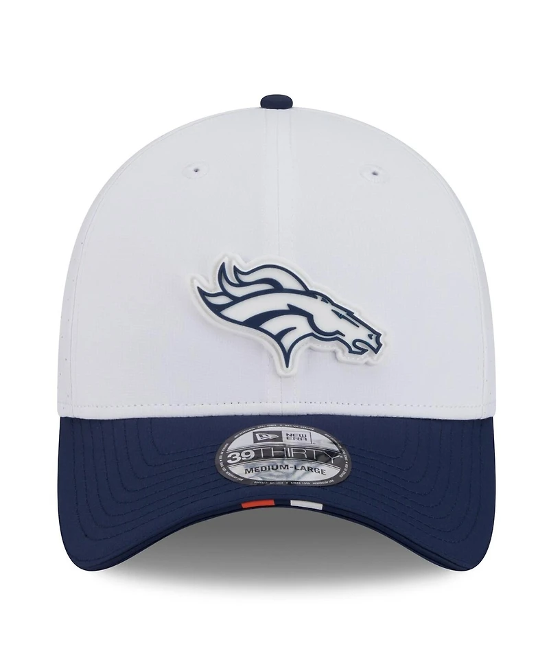 New Era Men's White/Navy Denver Broncos 2025 Nfl Training Camp 39THIRTY Flex Hat