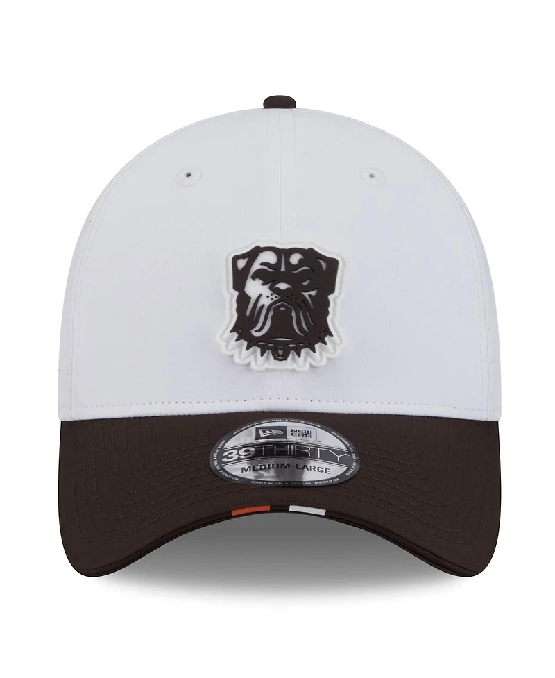 New Era Men's White/Brown Cleveland Browns 2025 Nfl Training Camp 39THIRTY Flex Hat