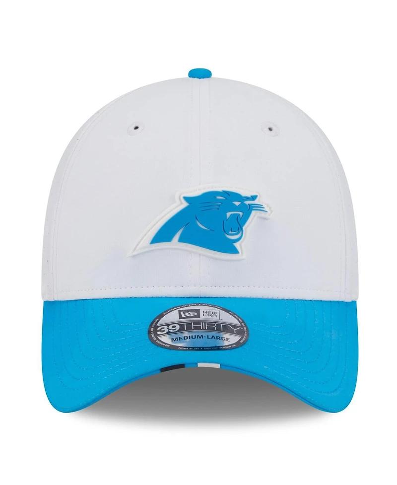 New Era Men's White/Blue Carolina Panthers 2025 Nfl Training Camp 39THIRTY Flex Hat