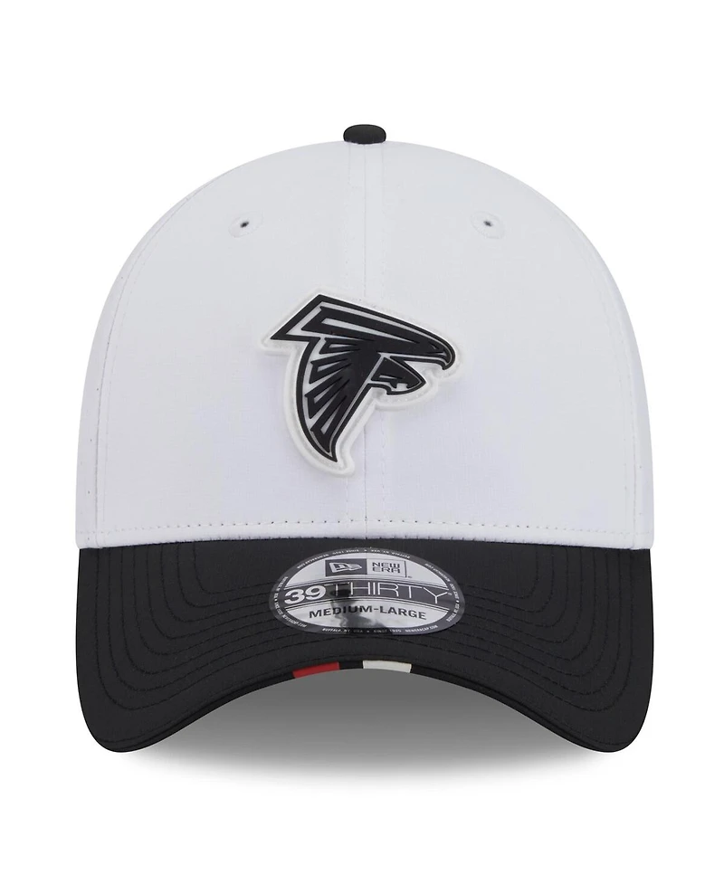 New Era Men's White/Black Atlanta Falcons 2025 Nfl Training Camp 39THIRTY Flex Hat