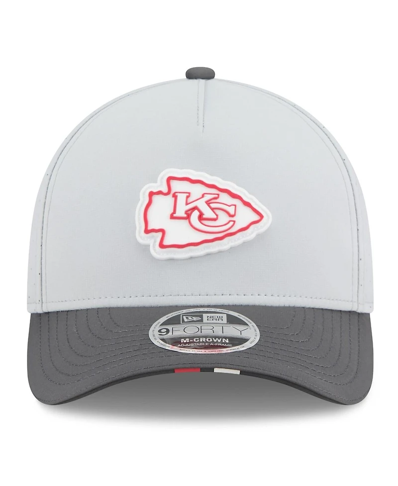 New Era Men's Gray/Graphite Kansas City Chiefs 2025 Nfl Training Camp A-Frame 9FORTY Adjustable Hat