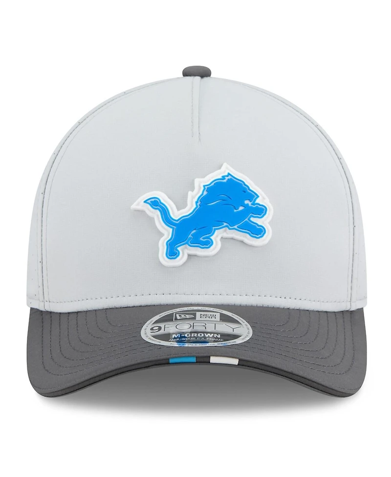 New Era Men's Gray/Graphite Detroit Lions 2025 Nfl Training Camp A-Frame 9FORTY Adjustable Hat