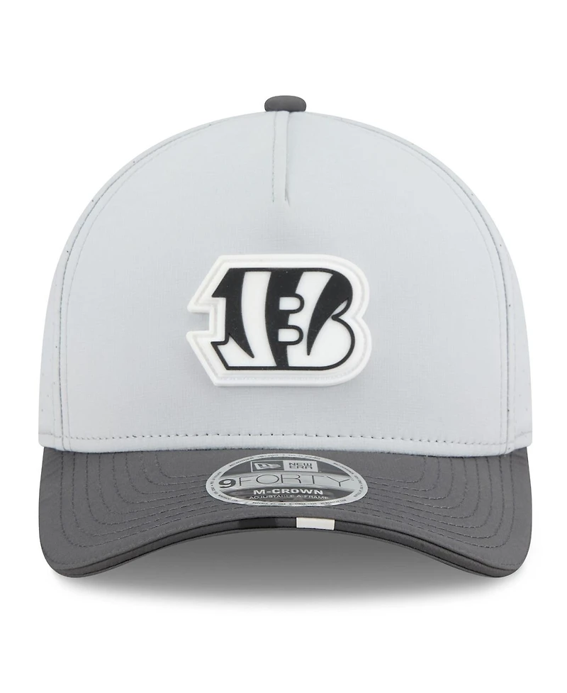 New Era Men's Gray/Graphite Cincinnati Bengals 2025 Nfl Training Camp A-Frame 9FORTY Adjustable Hat