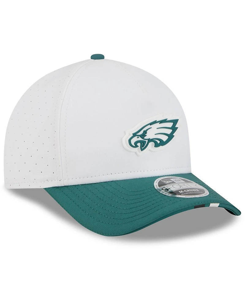 New Era Big Boys and Girls White/Midnight Green Philadelphia Eagles 2025 Nfl Training Camp A-Frame 9FORTY Adjustable Hat