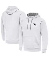 Antigua Men's White Dallas Cowboys Brushed Carbon Victory Pullover Hoodie