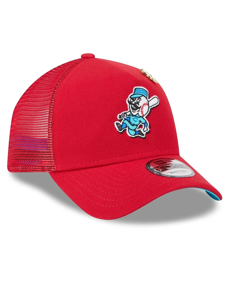 New Era Men's Red Cincinnati Reds 2025 Big League Chew A-Frame 9FORTY Adjustable Trucker Hat