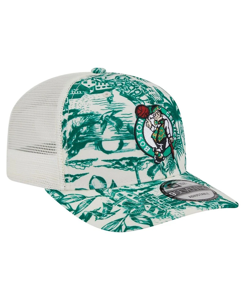 New Era Men's White Boston Celtics Lemon Tree 9SEVENTY Adjustable Hat