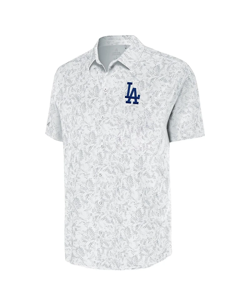 Antigua Men's White Los Angeles Dodgers Lush Button-Up Shirt