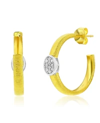 Suzy Levian Sterling Silver & Cubic Zirconia Pave Coil Huggie Hoop Earrings