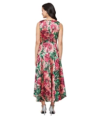 Sl Fashions Women's High-Low Jacquard Fit & Flare Dress