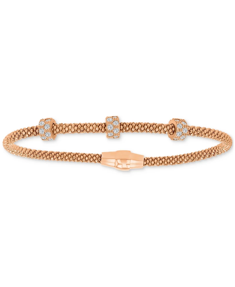 Rondelle Cubic Zirconia Mesh Bracelet Sterling Silver, 14k Gold Over Silver or