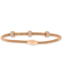 Rondelle Cubic Zirconia Mesh Bracelet Sterling Silver, 14k Gold Over Silver or