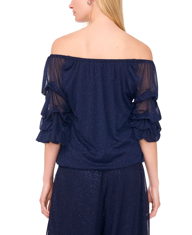 Msk Women's Mesh Off-The-Shoulder Top