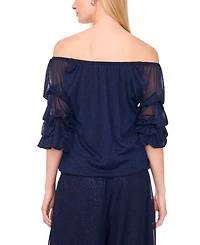 Msk Women's Mesh Off-The-Shoulder Top