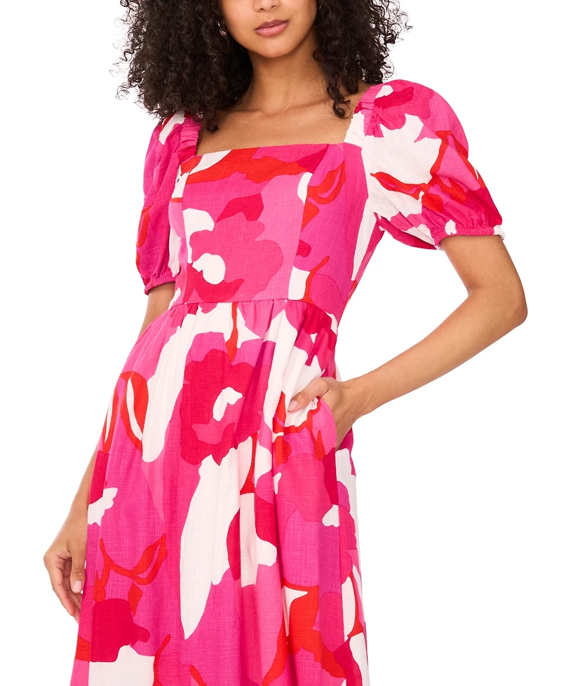 Msk Women's Square-Neck Short-Sleeve Maxi Dress