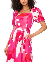 Msk Women's Square-Neck Short-Sleeve Maxi Dress
