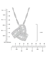 2-Pc. Set Cubic Zirconia Round & Baguette Love Knot Pendant Necklace & Coordinating Stud Earrings in Sterling Silver