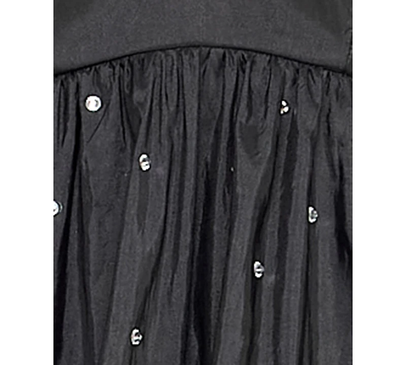Seni & Cade Juniors' Rhinestone-Trim Taffeta Bubble Dress