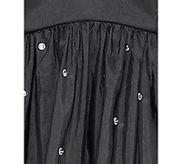 Seni & Cade Juniors' Rhinestone-Trim Taffeta Bubble Dress