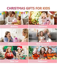 Zealsound Mini Karaoke Machine for Kids, Portable Bluetooth Speaker with 2 Wireless Mics, Led Lights, Gift for Girls & Boys, Ages 3-12+ (Pink)