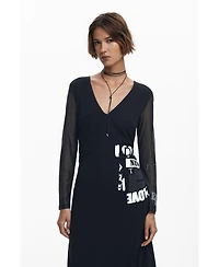 Desigual Women's Ruched newspaper dress