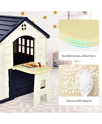 Playhouse for Kids, Outdoor Garden Games Cottage w/Working Doors & Windows