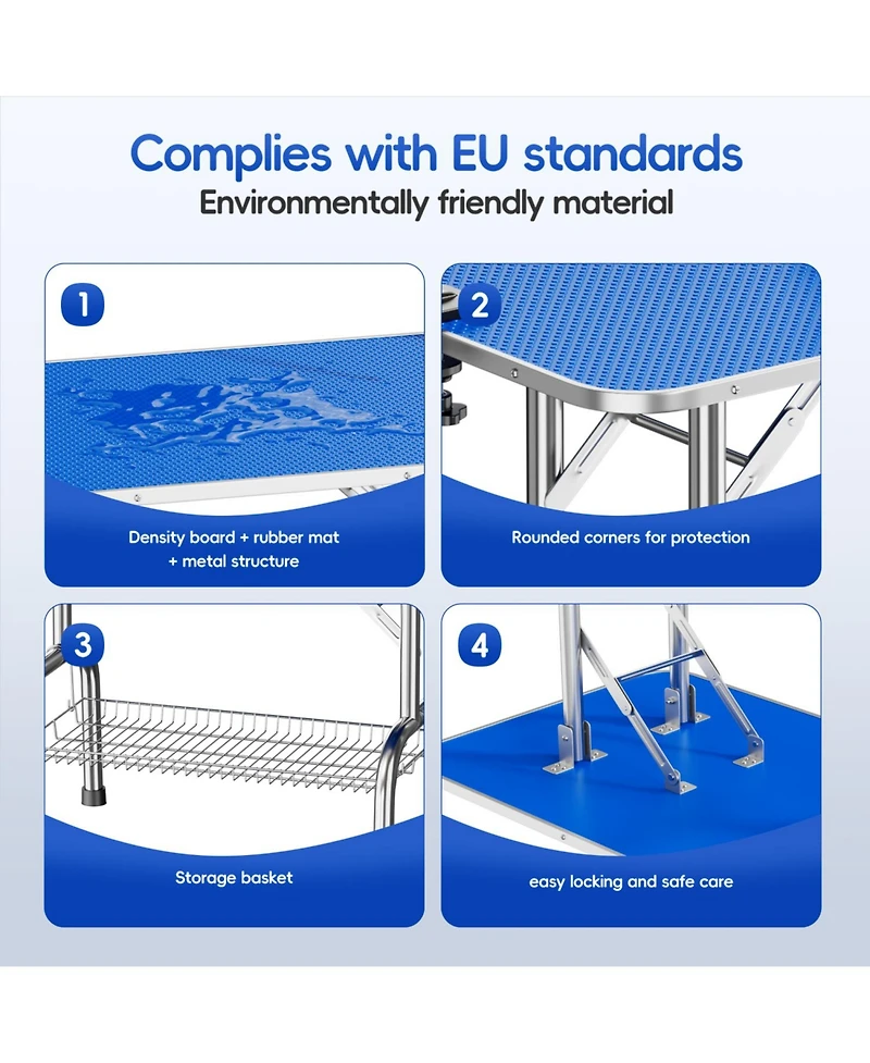 Streamdale Furniture Lehuocw 45" Grooming Table Adjustable Foldable 330lb Capacity - Blue