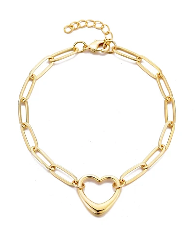Adornia Gold Paperclip Chain Outline Heart Bracelet