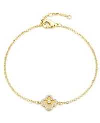Adornia Gold Cubic Zirconia Button Clover Halo Bracelet