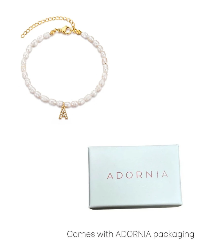 Adornia Gold Freshwater Cultivated Pearl Cubic Zirconia Letter Bracelet