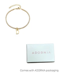 Adornia Gold Crystal Initial Charm Tennis Bracelet