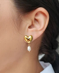 Adornia Gold Freshwater Cultivated Pearl Heart Drop Earrings