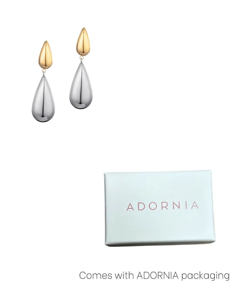 Adornia Two Tone Mixed Metal Teardrop Drop Earrings
