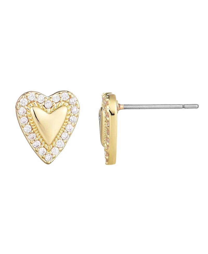 Adornia Gold Puffy Mini Halo Heart Stud Earrings