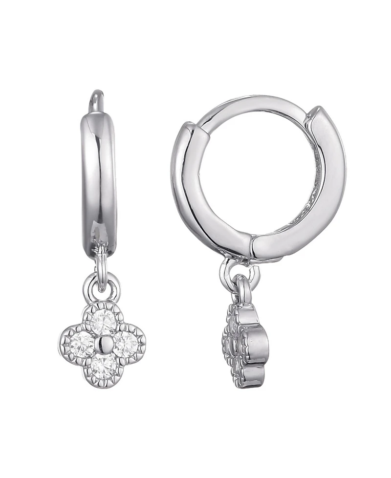 Adornia Cubic Zirconia Extra Mini Clover Dangle Huggie Earrings