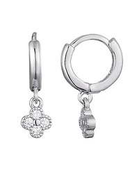 Adornia Cubic Zirconia Extra Mini Clover Dangle Huggie Earrings