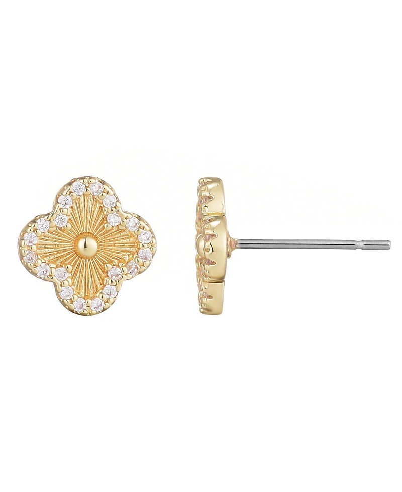 Adornia Button Clover Cubic Zirconia Halo Stud Earrings