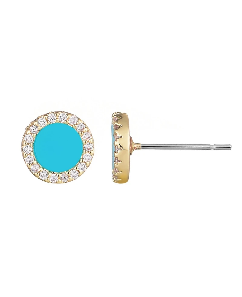 Adornia Gold Turquoise Circle Halo Stud Earrings