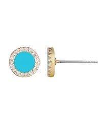 Adornia Gold Turquoise Circle Halo Stud Earrings