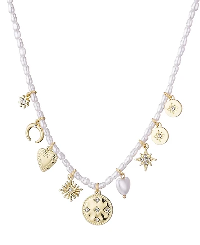 Adornia Gold Cultivated Pearl Charm Strand Necklace