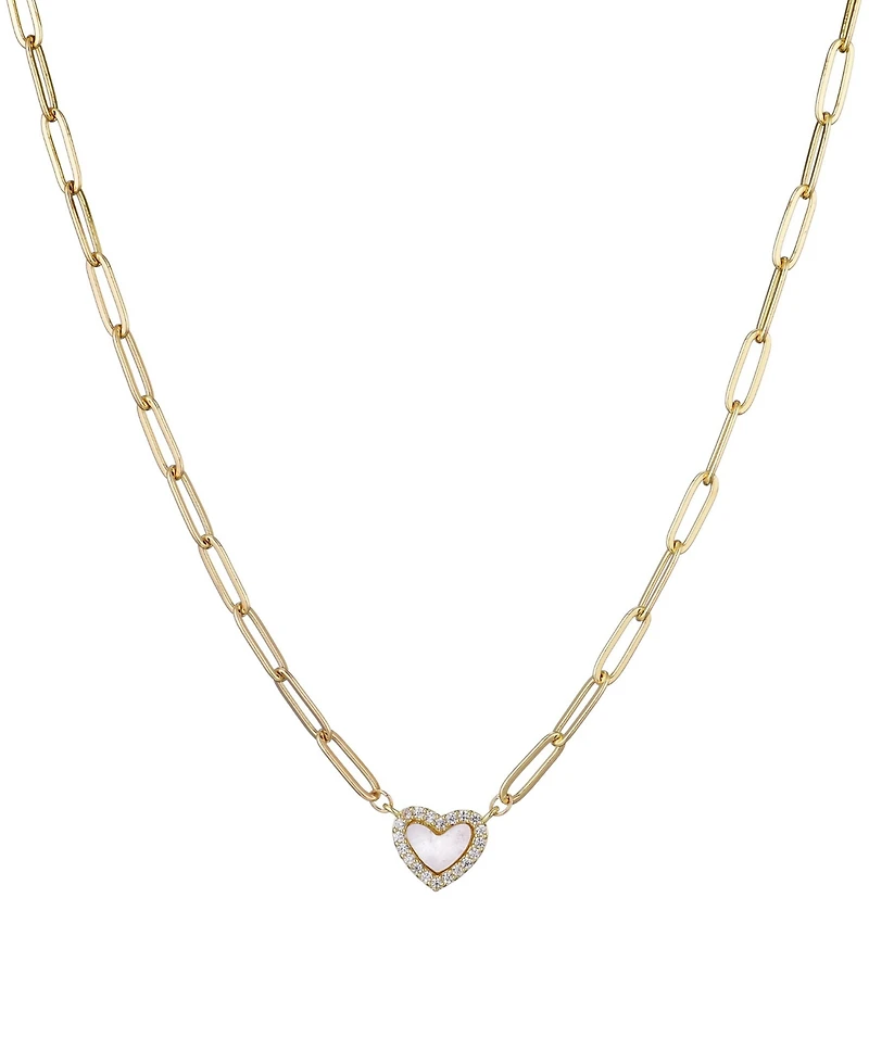 Adornia Gold Mother of Pearl Mini Heart Chain Necklace