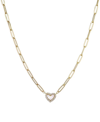 Adornia Gold Mother of Pearl Mini Heart Chain Necklace
