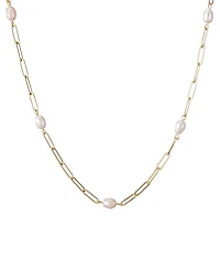 Adornia Freshwater Cultivated Pearl Station Paper Clip Chain Necklace